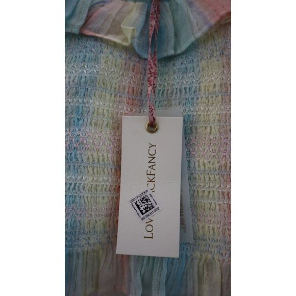 LoveShackFancy Women's Sz M Multi Horizon Hand Dye Saba Ruffle Crop Top $195 - Picture 3 of 10